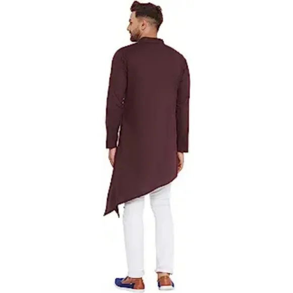 HYPERNATION Men's Solid Pure Cotton brown 🤎 Kurta - Picture 8 of 8